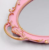 YCHMIR Vintage Small Mirror 14.5 x 10 inch Oval Pink Wall Mirror