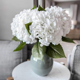 DUYONE 22" Real Soft Touch Hydrangea Artificial Flowers Realistic,Large Long Stem Fake Flowers Full Latex Faux,Wedding Bouquet,Party Home Decor,Garden Office Room Table Centerpieces White 3Pcs