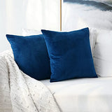 Set of 2 Comfortable Throw Pillow Cover for Bedding, Decorative Accent Cushion Sham Case for Couch Sofa, Soft Solid Velvet with Zipper Hidden - 16"x16", Prussian Blue