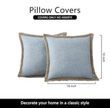 NordECO HOME Set of 2 Farmhouse Throw Pillow Covers - Burlap Linen Trimmed Tailored Edges Decorative Cushion Covers for Bed Home Decoration, 18 x 18, Blue