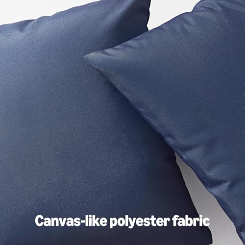 Amazon Basics 4-Piece Outdoor Decorative Throw Pillow Covers, Water Resistant All-Weather Pillow Protectors for The Garden, Patio, Balcony, Couch and Sofa, 18 x 18 Inches, Navy Blue