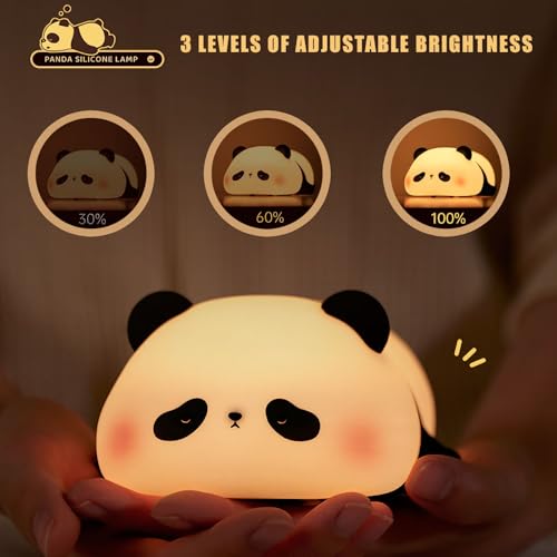 Panda Night Light for Kids, Cute Panda Lamp Silicone Nursery Night Light Bedroom Nightlights USB Rechargeable Bedside Lamp for Baby Children Toddlers Women Teen Girls Breastfeeding Gift