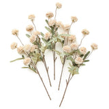 Floroom 5pcs Beige Faux Silk Mums Artificial Flowers, Bulk Fake Small Mini Chrysanthemums with Stems for DIY Champagne Wedding Centerpieces Floral Arrangements Vase Fillers Home Decorations