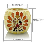 SHMILMH Thanksgiving Votive Candle Holder Set of 4, Mosaic Glass Tealight Holders with Turkey for Fall Table Centerpiece Fireplace Party Decorations