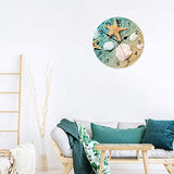TAHEAT 8 Inch Coastal Seashell Starfish Wall Clock, Accurate Decorative Clocks, Silent Non Ticking Easy to Read Wall Clock for Bedroom/Living Room/Kitchen