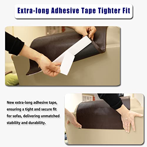 Non Slip Headrest Cover for Furniture Slipcovers,Faux Leather Headrest Protector for Recline Chair Vinyl Head Protector for Sofa,Theater Seat Cover for Home & Office 17x27 in, Chocolate
