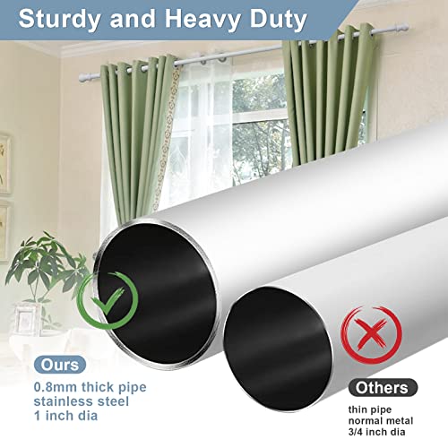 Decorative Curtain Rods for Windows 28 to 48 Inch - 1 Inch Heavy Duty Basic Curtain Rods,Adjustable Drapery Pole with Bracket for Sliding Glass Doors,Kitchen,Farmhouse Bathroom - White