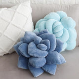Green Philosophy Co. Succulent® Pillow 16" - Soft 3D Decorative Flower Throw Pillow, Unique Smokey Blue Plush Flower Cushion, Perfect for Couch, Sofa, Bedroom Decor, Gift for Plant Lovers