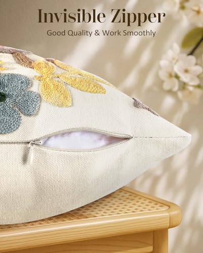 Embroidered Throw Pillow Cover, 20x20 Inch, Butterfly Moon