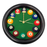 Yuanhe Billiards Pool Ball Clock - 11Inch Round Table Cool Wall Clock with Wood Frame, Great for Billiards, Pool, Game Room, Bar