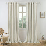 DriftAway Farmhouse Linen Blackout Curtains 84 Inches Long for Bedroom Striped Double Layer Thermal Insulated Sound Reducing Lined Grommet Rustic Drapes for Living Room 2 Panels W52 x L84 Loden Green