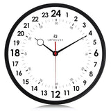 Lafocuse 12 Inch Silent Black 24 Hour Wall Clocks Battery Operated, Analog Military Time Wall Clock for Living Room Decor, Reloj de Pared Modern Decorative Kitchen Wall Clock for Bedroom Home Office
