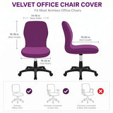 Deisy Dee Velvet Stretch Armless Office Chair Covers - Colorful Stretch Slipcover for Desk Chairs (Purple)