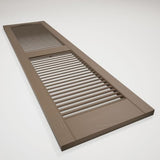 12 in. W x 30 in. H Builders Edge, TailorMade Cathedral Top Center Mullion, Open Louver Shutters, Includes Matching Installation Spikes (Per Pair), 385 - French Roast