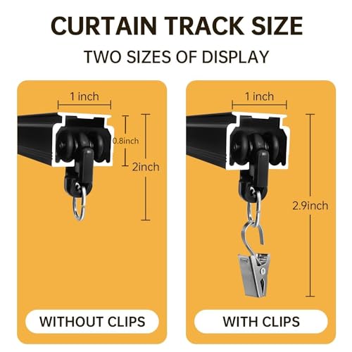 MaKefeile Ceiling Curtain Track,Curtain Track Wall Mounted,Ceiling Mount Rail Room Divider Tracks Extra Long Curtains Rod for Living Room Bedroom Patio Sliding Door Curtains with Clips,Black 9ft