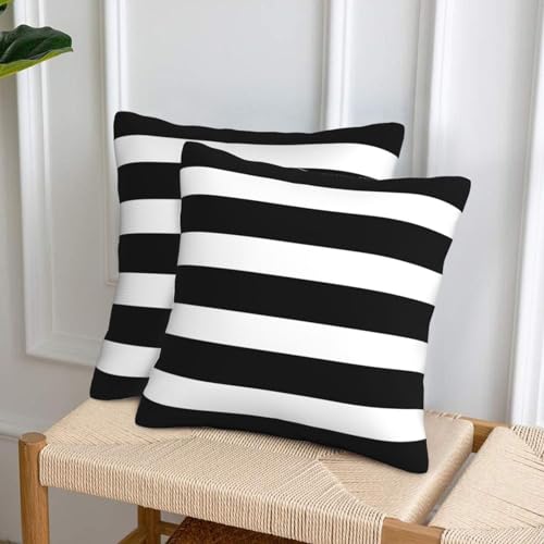 Stripe Black and White Farmhouse Throw Pillow Covers 18x18 in Pillow Case Soft Outdoor Pillow case Cushion Covers Set of 2 for Sofa Bed Bedroom Car Chair Living Room Home Decorative