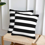 Stripe Black and White Farmhouse Throw Pillow Covers 18x18 in Pillow Case Soft Outdoor Pillow case Cushion Covers Set of 2 for Sofa Bed Bedroom Car Chair Living Room Home Decorative