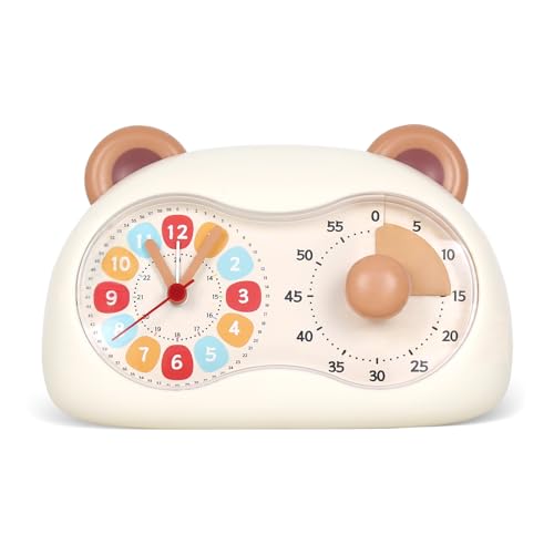 3-in-1 Alarm Clock Timer for Kids Visual Timer Dual-Screen | Analog Clock Silent Non Ticking, Pomodoro Time Management Tools, Decor Bedrooms Kids Rooms（Battery Operated)