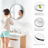 Sweetcrispy 24 Inch Round Wall Mirror with Tempered Glass, Bathroom Mirror Over Sink, Anti-Fog & Waterproof Round Mirrors for Bathroom, Entryway, Bedroom, Shatterproof Design, Black