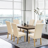 Velvet Dining Chair Covers,Dining Room Chair Covers Set of 6,Stretch Kitchen Chair Cover,Soft Washable Dining Chair Cover,Parsons Chair Slipcovers Protective,for Home,Restaurant,Banquet(Cream)