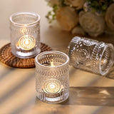 DARJEN 4PCS Clear Votive Candle Holders - Glass Candle Holder for Tea Light Candle, Embossed Tealight Candle Holder for Wedding Centerpiece, Living Room & Home Table Decor
