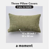 a moment Pack of 2 Decorative Chenille Throw Pillow Covers with Twill Cushion Covers for Sofa Living Room Couch Bed 12x20 Inch Moss Green