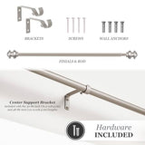 Kenney Kendall Standard Decorative Window Curtain Rod, KN71716, 28-48" (71cm-122cm), 5/8" (15.8mm) diameter, Brushed Nickel