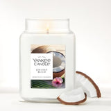 Yankee Candle Coconut Beach, Scented Candle, 22oz Large Jar with up to 150 Hour Burn Time, Giftable, Birthdays