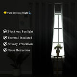 Estelar Textiler Black and Greyish White Blackout Curtains for Bedroom, Ombre Black out Curtains 84 Inch long for Living Room,Room Darkening Thermal Insulated Grommet Window Drapes,52x84 Inch,2 Panels