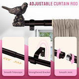 Curtain Rods for Window 18 to 45 Inches Vintage Bronze Curtain Rod with Bird Finials Adjustable Drapery Rod Heavy Duty Curtains Rods for Living Room Kitchen Window