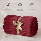 BEDELITE Fleece Throw Blanket for Couch – 3D Ribbed Jacquard Soft and Warm Decorative Fuzzy Blanket – Cozy, Fluffy, Plush Lightweight Burgundy Throw Blankets for Bed, Sofa, 50x60 inches