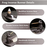ChangWanna Frog Incense Holder Waterfall - Ceramic Cone Backflow Incense Burner Smoke Fountain, Back Flowing Incense Diffuser with 45 Sticks & 12 Cones, Frog Ornament for Aromatherapy/Yoga/Home Decor