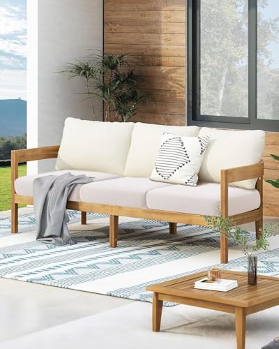 Fuloon Waterproof Seat Cushion Covers 2 PCS, Stretch Sofa Cushion Slipcovers Couch Covers Solid Washable Furniture Protector Suitable for Armchair Loveseat Sofa (Pale Beige)