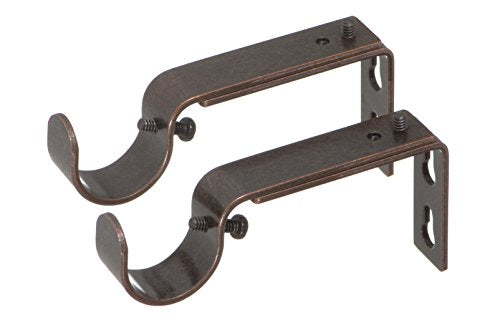 Ivilon Adjustable Brackets for Curtain Rods - for 1 or 1 1/8 Inch Rods. Set of 2 - Oil Rubbed Bronze
