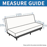 XINEAGE 2026 New Futon Cover Full Size Stretch Armless Sofa Bed Cover Anti-Slip Furniture Protector Without Armrests Futon Slipcover with Elastic Bottom (67"-82", Light Gray)