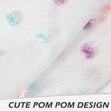 MYSKY HOME Rainbow Pom Pom Curtains for Living Room Light Filtering 84 Inch Long Bedroom Curtains for Nursery Girls Kids Room Rod Pocket Bohemian Voile Window Drapes 52 x 84 inch 2 Panels