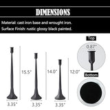 Iron Taper Candle Holder Set of 3, Black Candlestick Holders Decorative Candle Stand, Tapered Candle Holders Tall Set for Wedding, Dining Table, Home Decoration (Black)