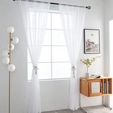 SpaceDresser Basic Rod Pocket Sheer Voile Window Curtain Panels White 1 Pair 2 Panels 52 Width 84 Inch Long for Kitchen Bedroom Children Living Room Yard(White,52 W x 84 L)