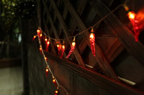 OKBA 2pack red Chili Pepper String Lights,40 LED Pepper String lamp Indoor Kitchen Decor Outdoor Mexican Decorations Light, Battery Powered for Chinese New Year,Holiday Party,Christmas Home Decor