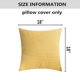 Home Brilliant Yellow Pillow Covers Summer Decorative Set of 2 Striped Corduroy Plush Velvet Throw Pillow Covers for Couch Decor, 18x18 inch, Light Yellow