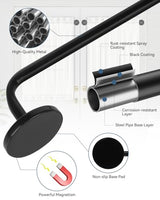 4 Pack Magnetic Curtain Rod for Metal Doors, French Door Curtain Rods Adjustable from 17 to 30 Inch, 3/8 Inch Diameter, Magnetic Cafe Curtains Rod, No Tool and Easy Installation, Black