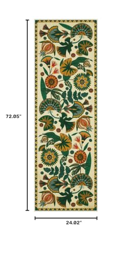 Joydeco Egypt Floral Washable 2x6 Rug Runners for Hallways Entryway Kitchen