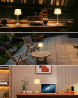 Cordless Lamp Rechargeable Table Lamps, 5000mAh Battery Operated Lights, 3 Level Brightness Dimmable, Portable Night Bedside Light for Patio, Restaurant, Dining, Fabric Shade, Antique Brass