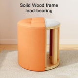 Dark Green Pouf Footrest for Makeup Vanity, Low Stool for Shoe Change, Small Round Accent Chair for Living Room, Bedroom, Office - Cushioned Design