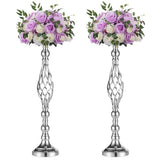 NUPTIO Silver Centerpiece Stand for Table, Twist Style, 22.8" Tall, 2 Pcs