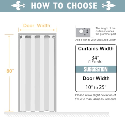 ChrisDowa Blackout Door Curtains for Doorway Privacy, Grommet Closet Curtains for Bedroom Closet Door, Thermal Insulated Temporary Doorway Cover Room Divider Drapes (1 Panel, Dark Grey, 34 x 80 Inch)