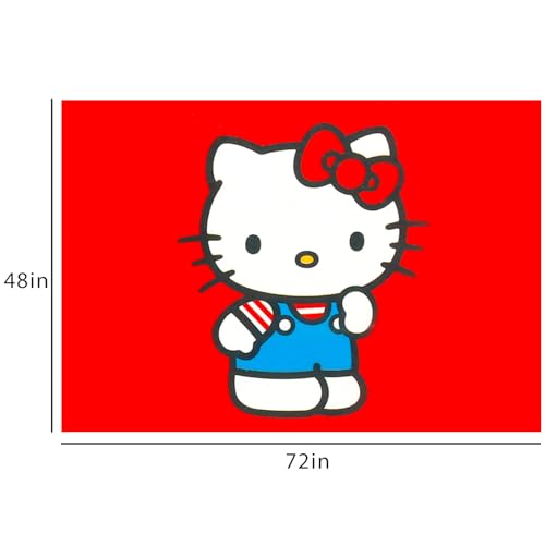 Hello Kitty Rug for Kids Room Set - Bundle with 48" x 72" Red Area Carpet for Bedroom, Room Decor, Plus Stickers and More | Hello Kitty Rug for Bedroom