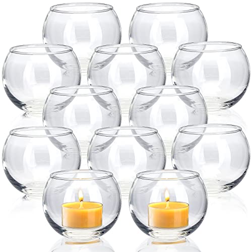 Clear Votive Candle Holders Set of 12, Round Glass Votives 2''×2''