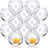 Clear Votive Candle Holders Set of 12, Round Glass Votives 2''×2''