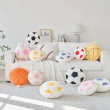 Soccer Pillow,12" Soccer Plush Pillow Decorative Throw Pillow Floor Cushion Seating Cushion,Round Soccer Ball Throw Pillow for Sofa Couch Living Room (Black)